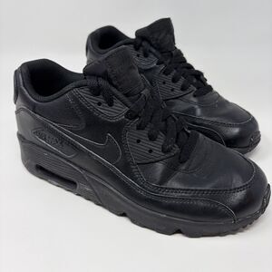 Nike Air Max 90 Black Leather 833412-001 Kid's Size 6Y/ Womens Size 7.5